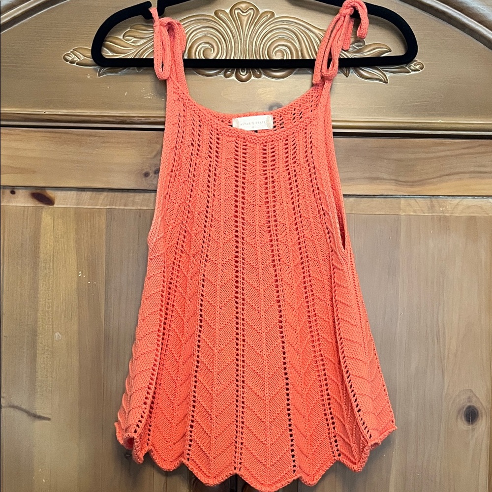 Altar’d State Lightweight Coral Knit Tank Top with Tie Straps - Medium